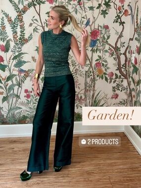 NWT Julia Amory Julia Silk Dupioni Pants in Garden Green Small- rare